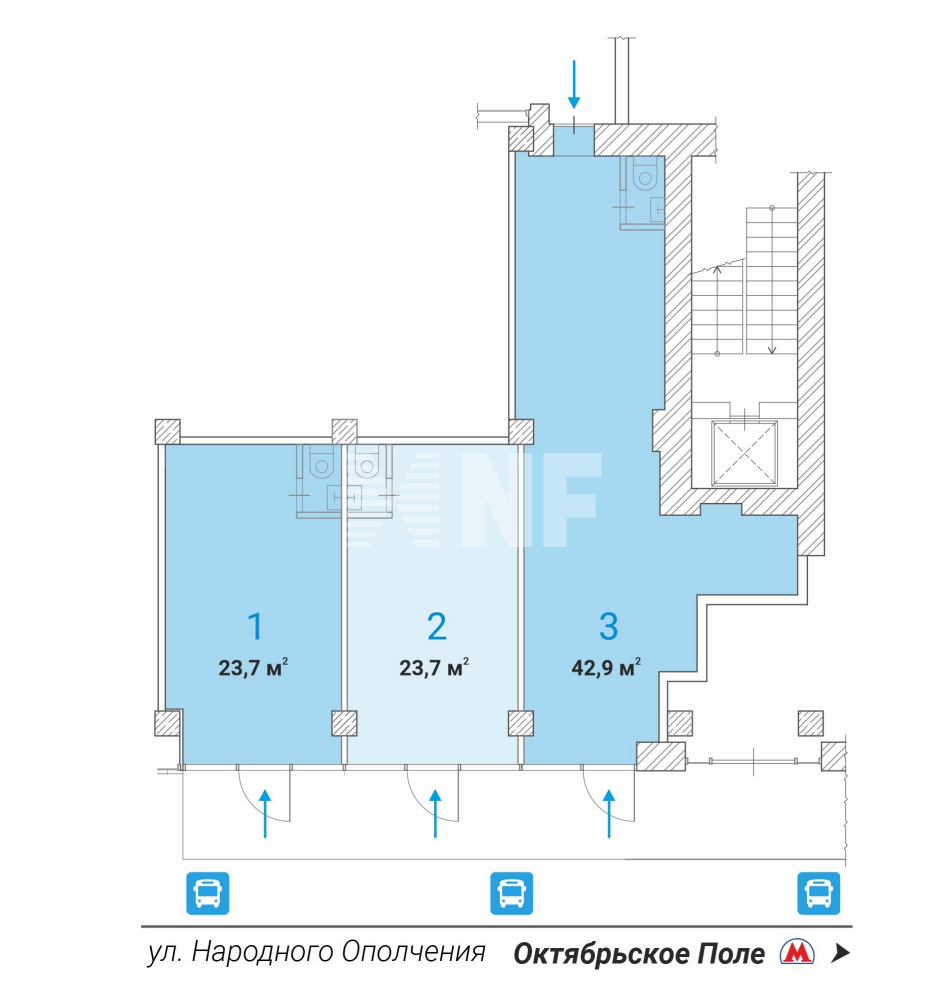 Торговое помещение 22.9 м² рядом с метро Октябрьское поле, Народного  Ополчения ул., д. 45 - аренда без посредников
