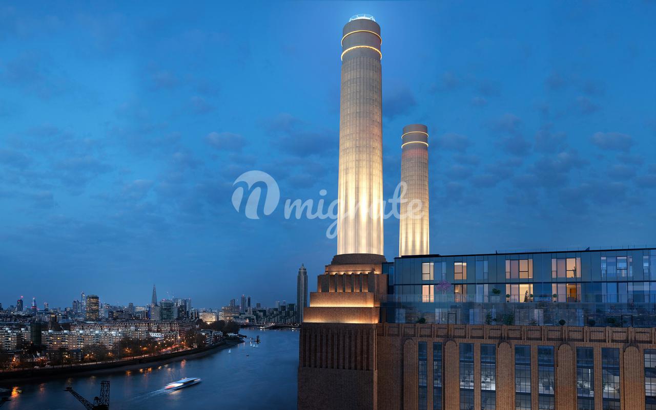 Современный жилой комплекс на берегу Темзы (Battersea Power Station)