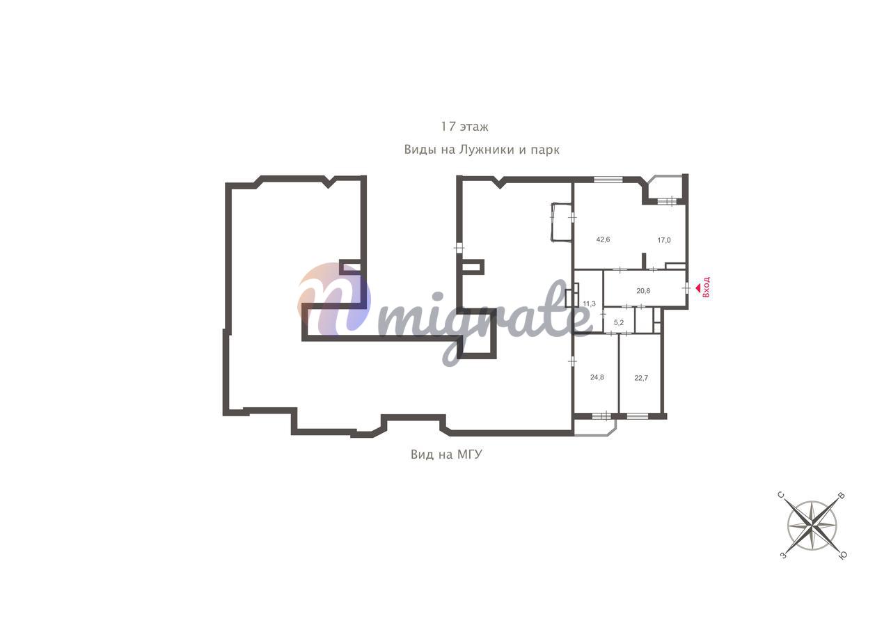 Современный 🏠 пентхаус 644 м² в Москве ЖК Ломоносов по адресу Мичуринский  проспект, д. 6 к. 2, цена $ 2 704 342 | Лот as27153