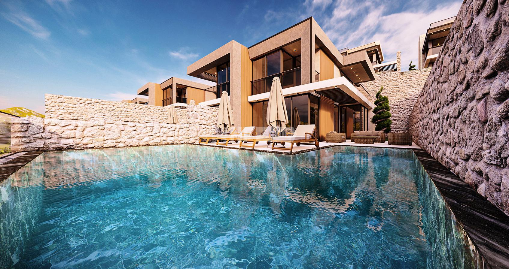 Комплекс стильных вилл с видом на море в Калкане (Barose villa Kalkan Kas)
