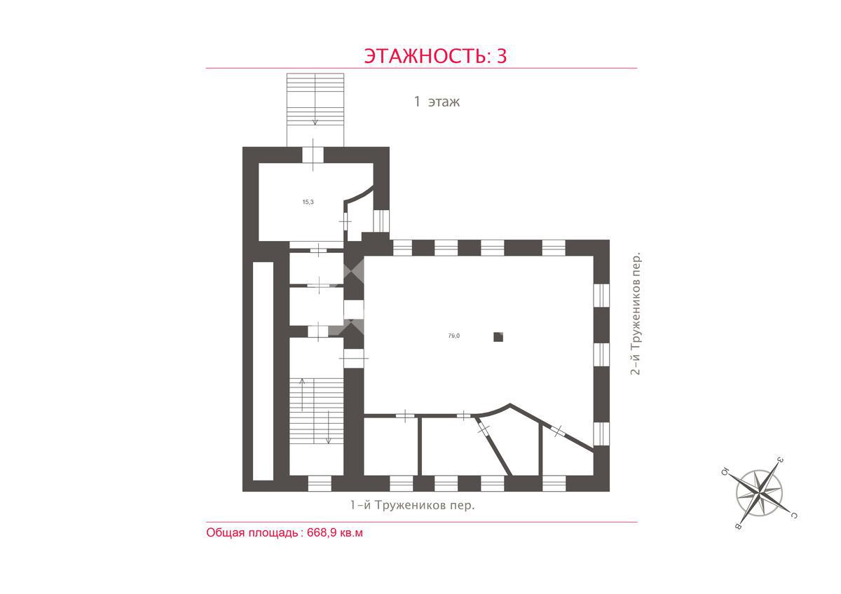 Уникальный 🏠 особняк 669 м² в Москве (Тружеников 1-й пер 27с2) по адресу 1-й  Тружеников переулок, д. 27 стр. 2, цена 343 000 000 руб. | Лот as42499