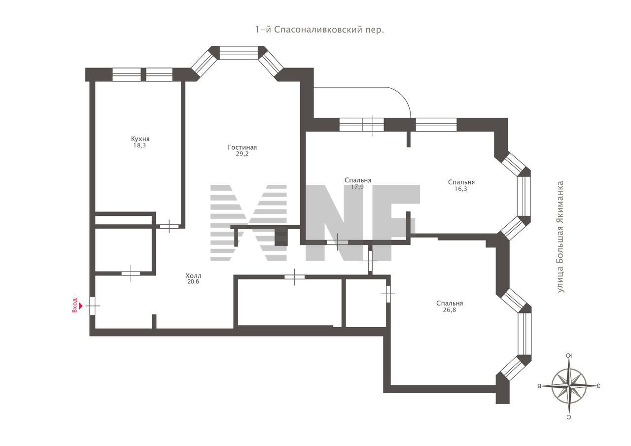 Продажа 4-комнатной квартиры 149 м² в ЖК Торрис Хаус, Спасоналивковский 1-й  пер., д. 20 по цене 69 500 000 руб. | Лот as49647