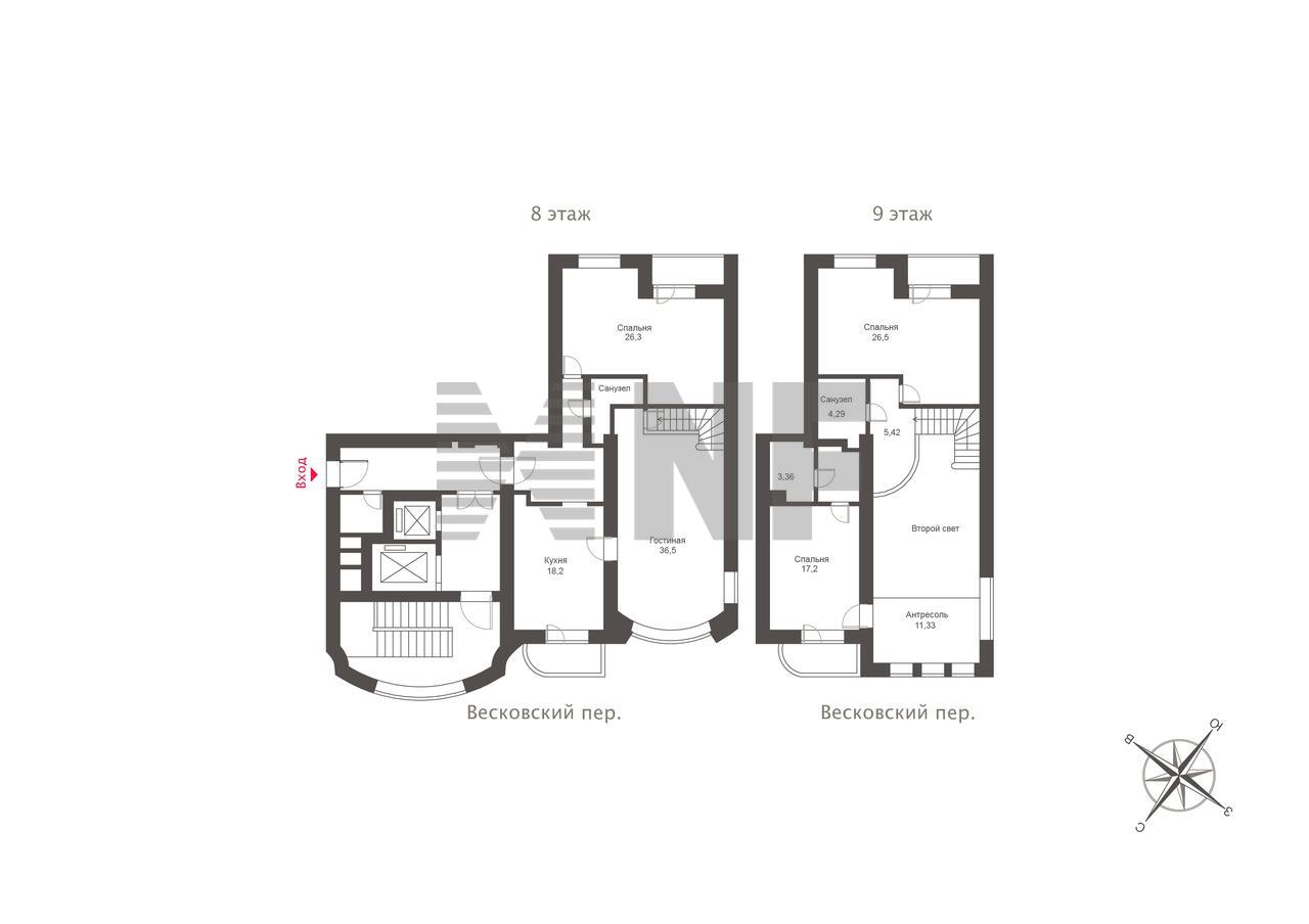 Продажа 5-комнатной квартиры 172 м² в ЖК Весковский, 2, Весковский  переулок, д. 2 по цене $ 1 100 000 | Лот as37408