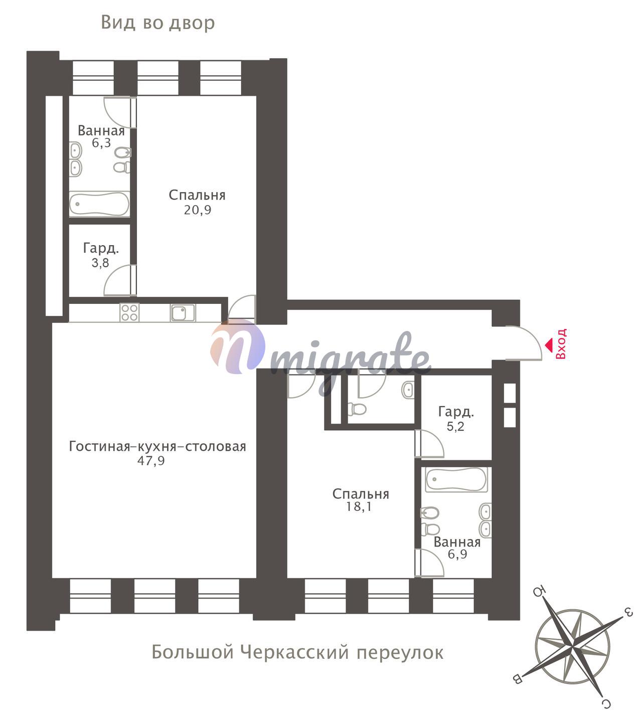 Апартаменты 🏠 125 м² 3 комнаты в ЖК Клубный дом St. Nickolas, цена 500 000  руб. в месяц | Лот al38321